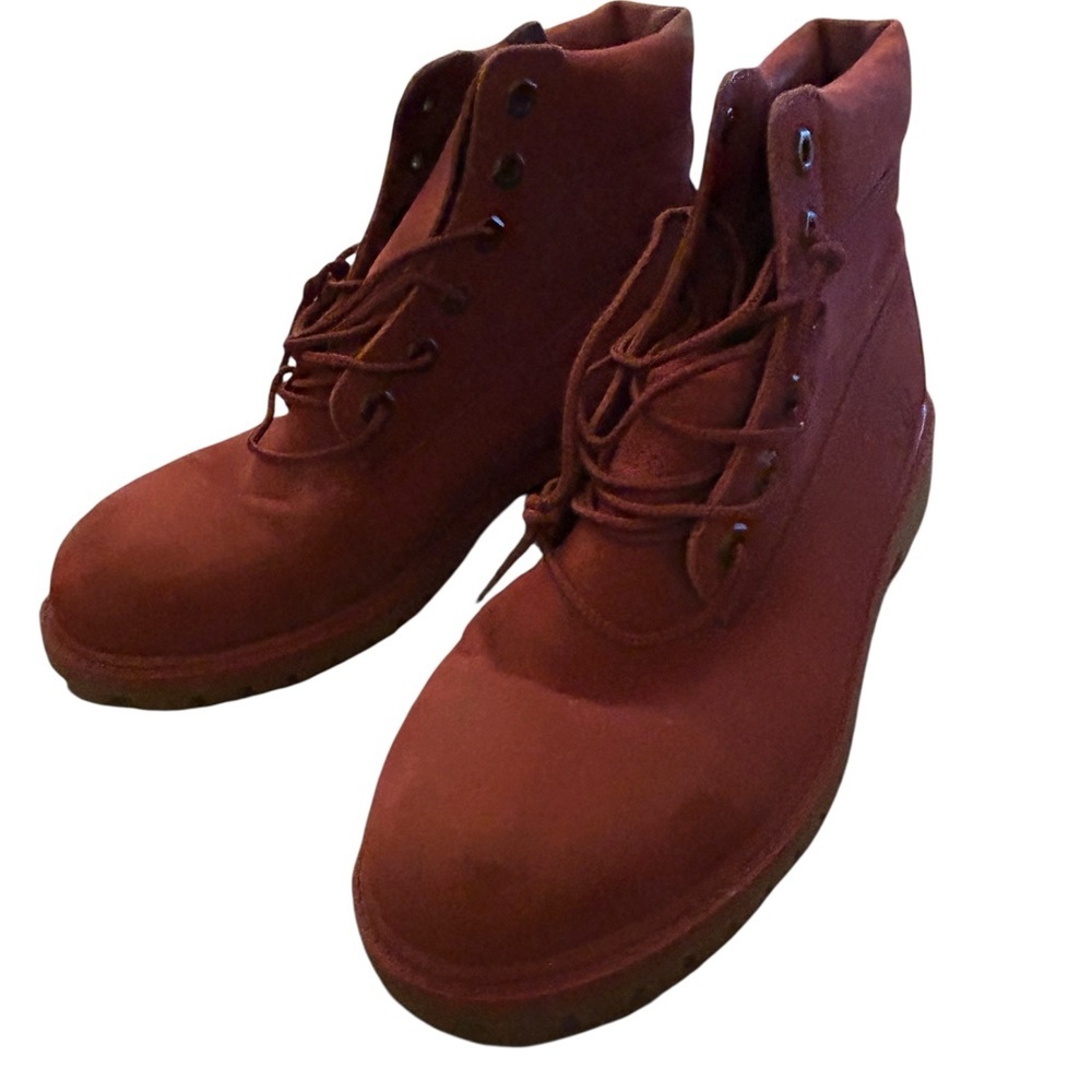 Timberland Women's 6” Premium BURGUNDY Nubuck leather work boot size 7 - Picture 3 of 7